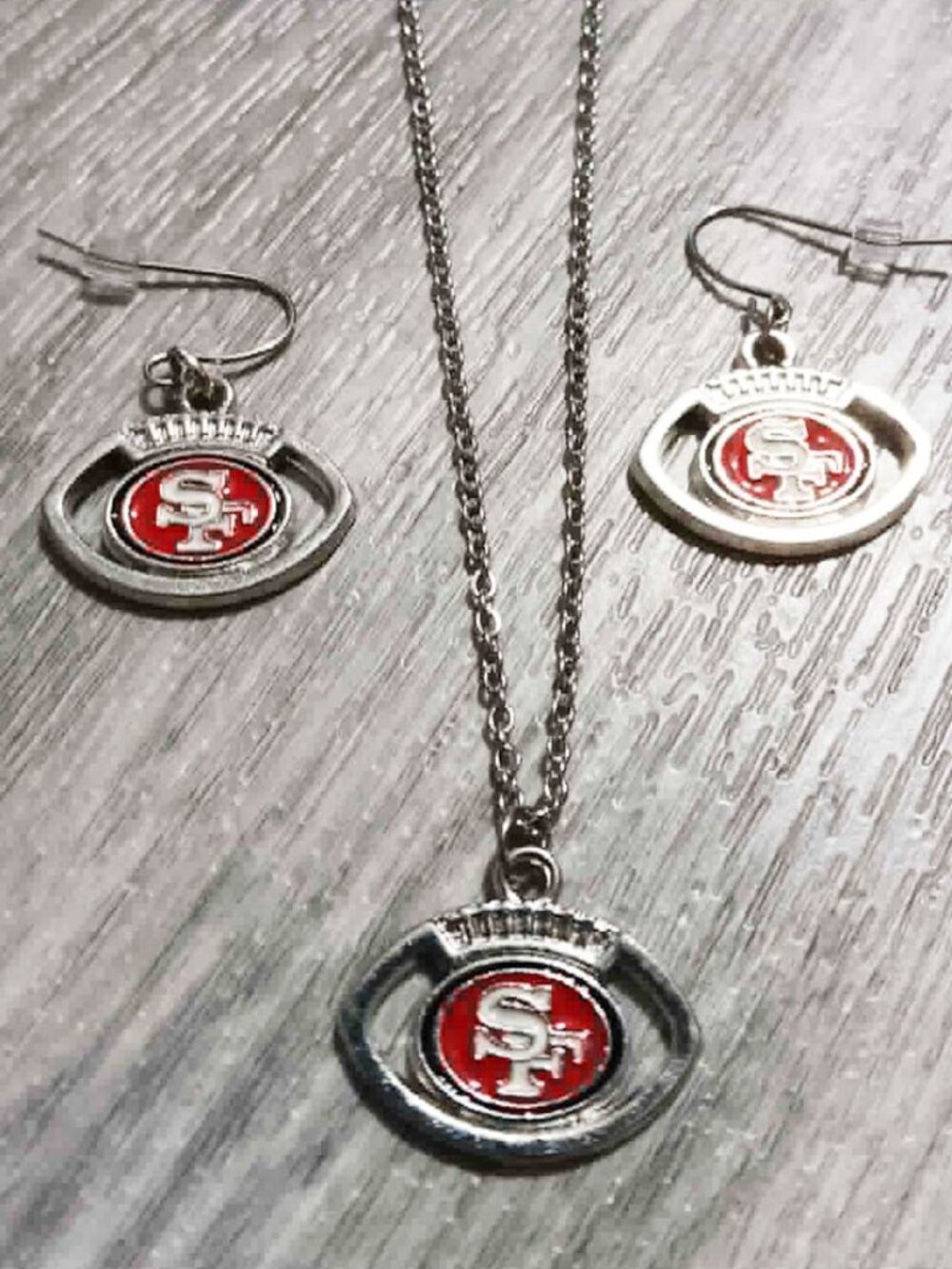 San Francisco 49ers Football Necklace and Earrings set